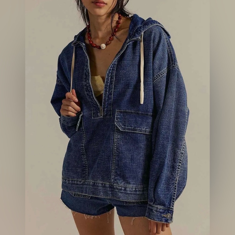 NWT DENIM PULLOVER HOODIE, VARIOUS SIZES
